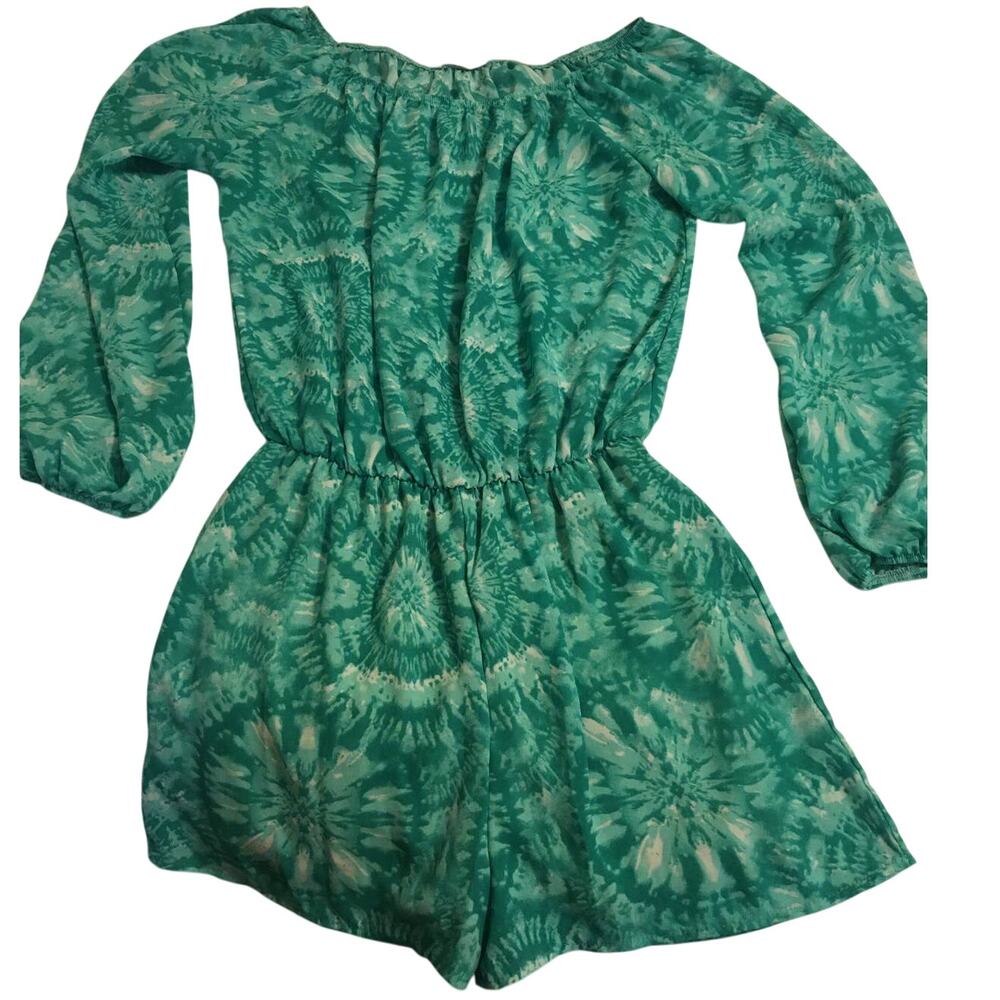 Newbury Kustom Small Lined Tie Dyed Green Romper